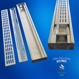Ralo Linear -Industrial: Calha, Cesto e Grelha